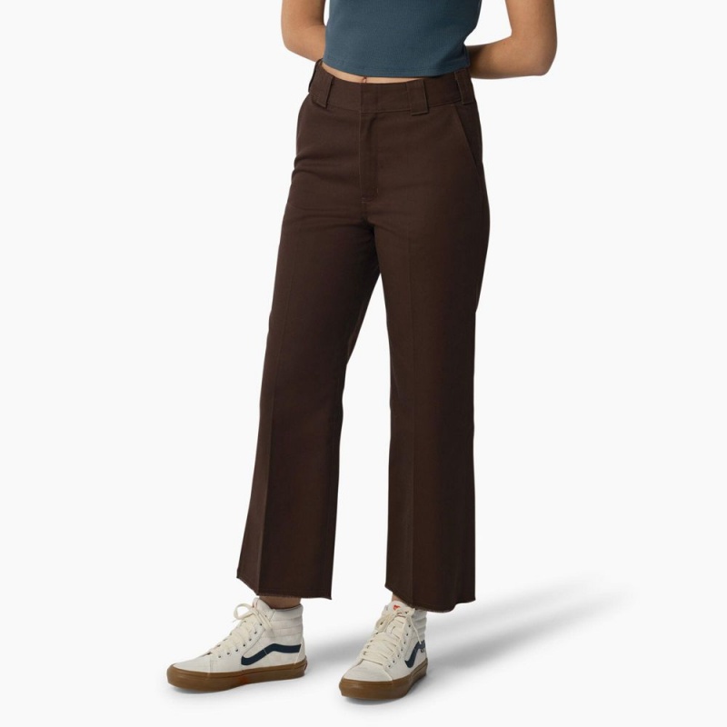 Women's Dickies Regular Fit Cropped Pants Brown | 8069471-ZR