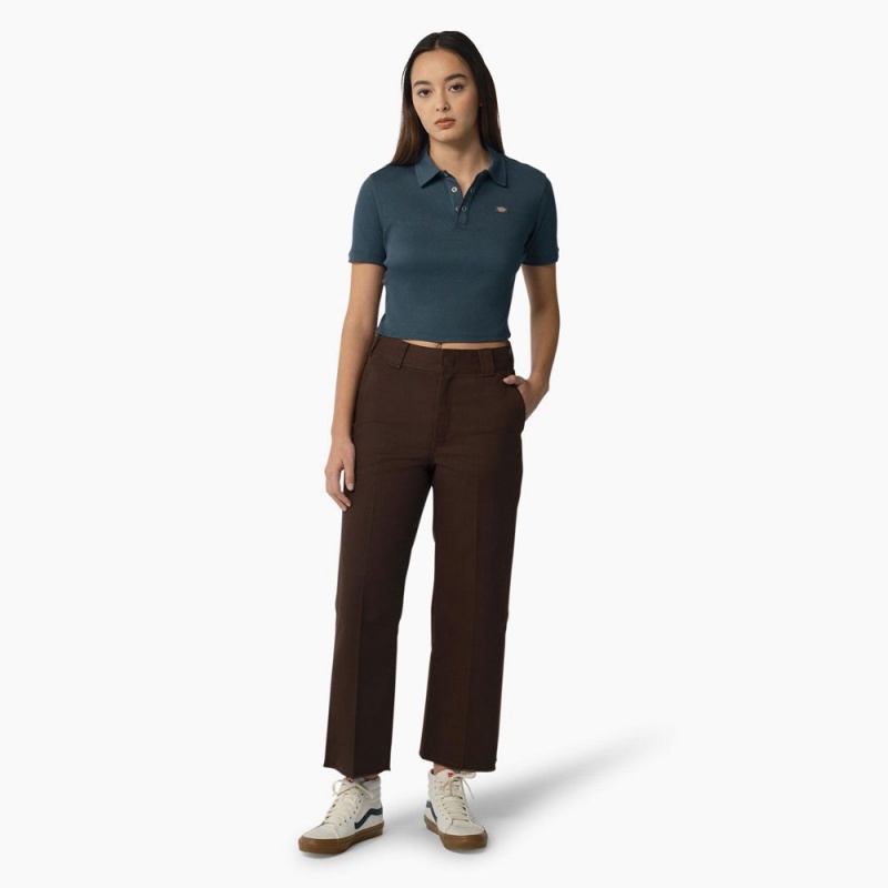 Women's Dickies Regular Fit Cropped Pants Brown | 8069471-ZR