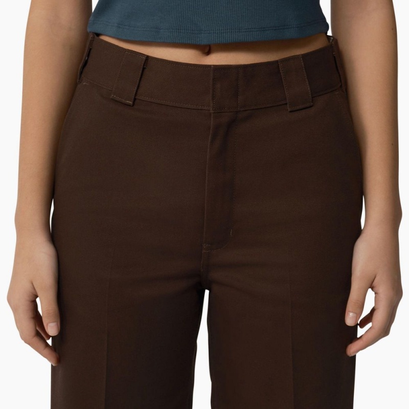 Women's Dickies Regular Fit Cropped Pants Brown | 8069471-ZR