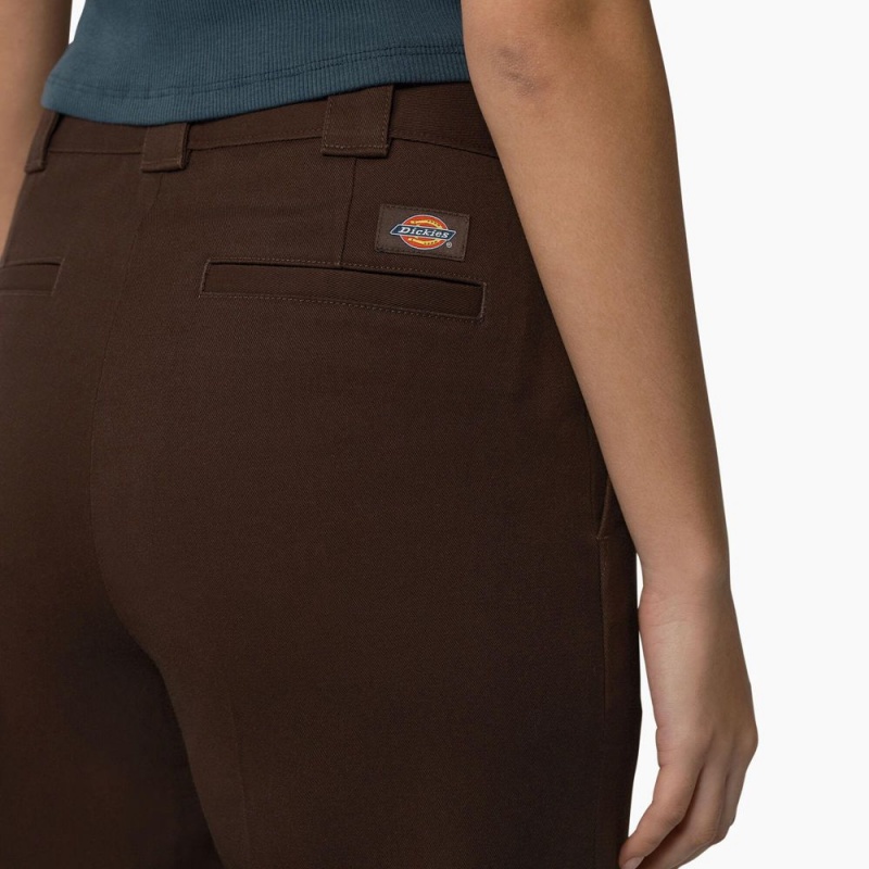 Women's Dickies Regular Fit Cropped Pants Brown | 8069471-ZR