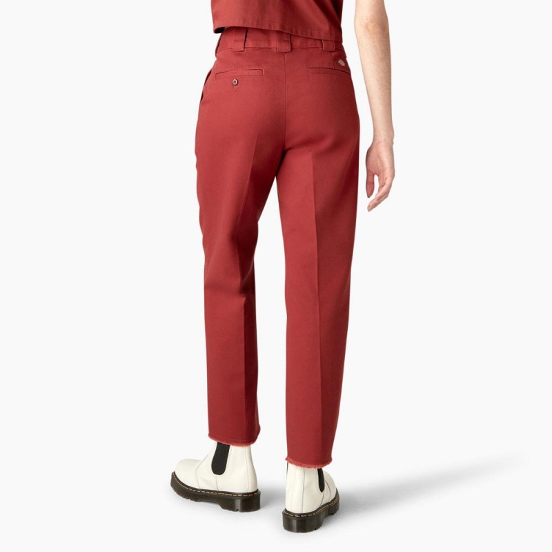 Women's Dickies Regular Fit Cropped Pants Red | 2718403-TN