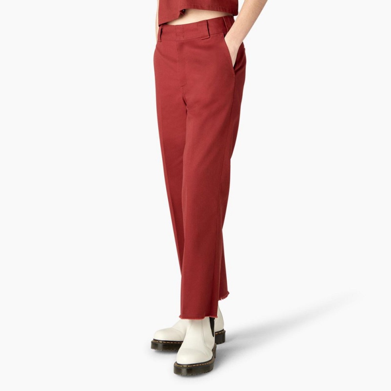 Women's Dickies Regular Fit Cropped Pants Red | 2718403-TN