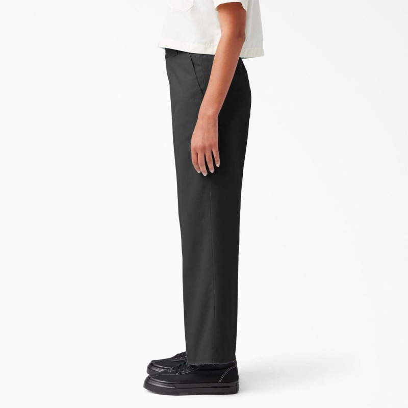 Women's Dickies Regular Fit Cropped Pants Black | 0289745-NJ