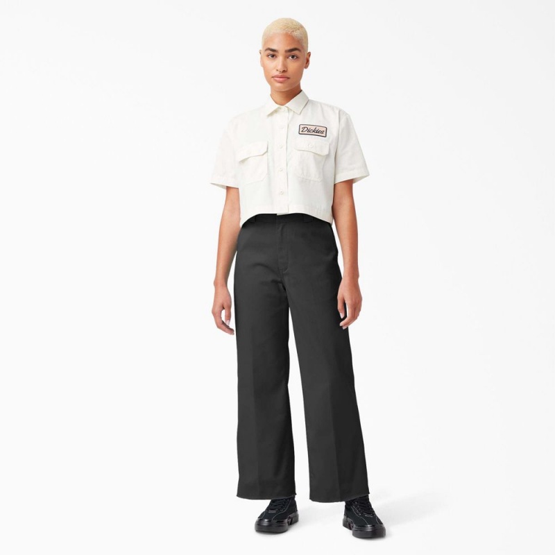 Women's Dickies Regular Fit Cropped Pants Black | 0289745-NJ