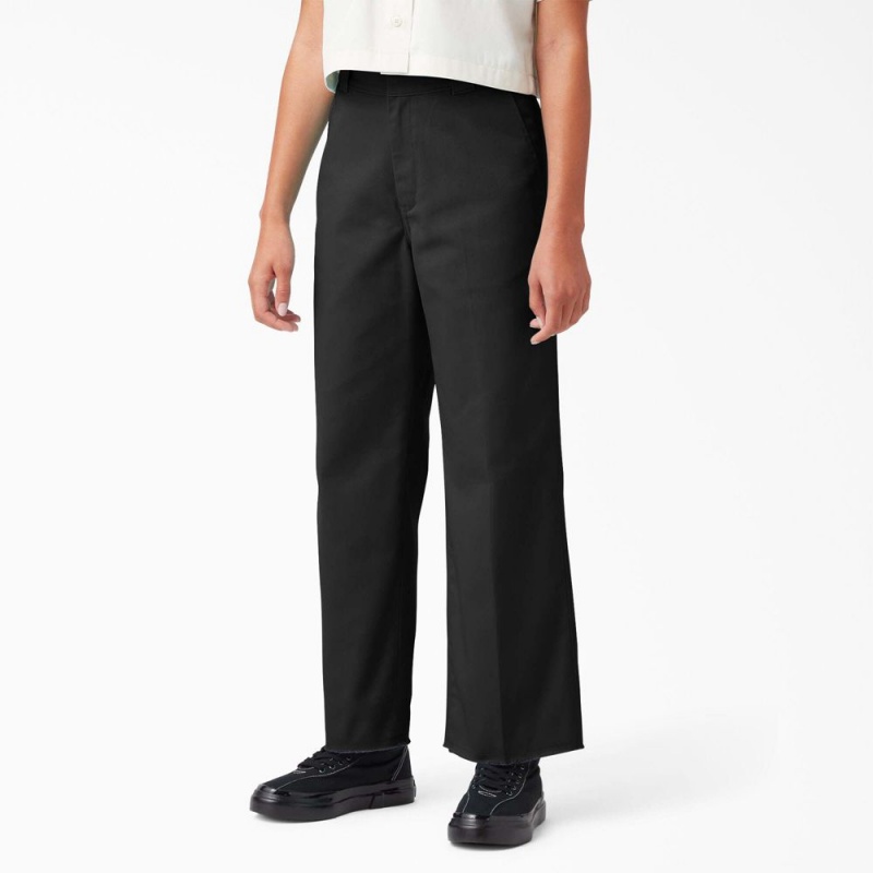 Women\'s Dickies Regular Fit Cropped Pants Black | 0289745-NJ