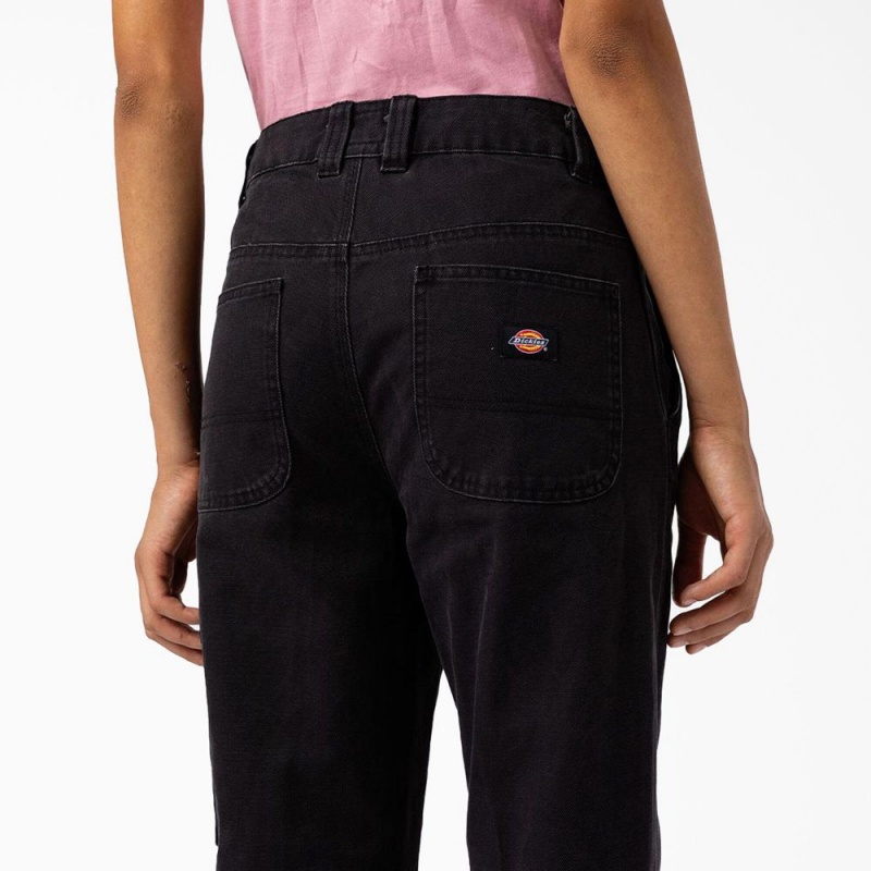 Women's Dickies Regular Fit Duck Pants Black | 0789163-MX