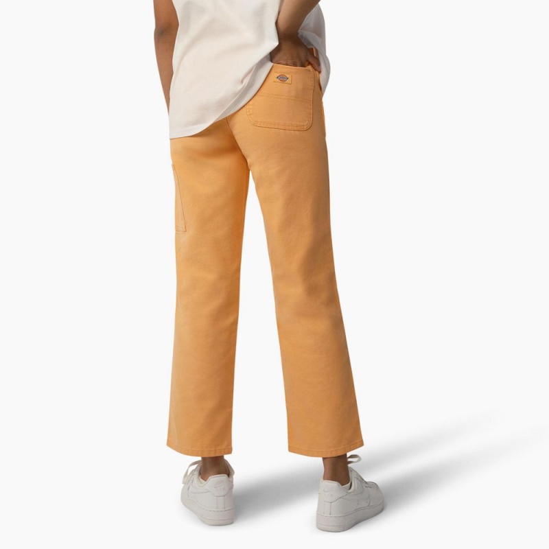 Women's Dickies Regular Fit Duck Pants Orange | 4795360-FC