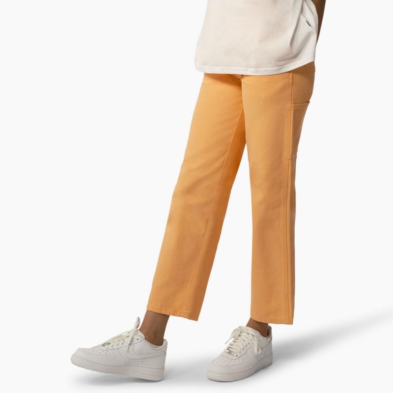 Women's Dickies Regular Fit Duck Pants Orange | 4795360-FC