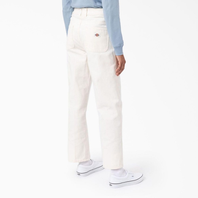 Women's Dickies Regular Fit Duck Pants White | 8129076-GH