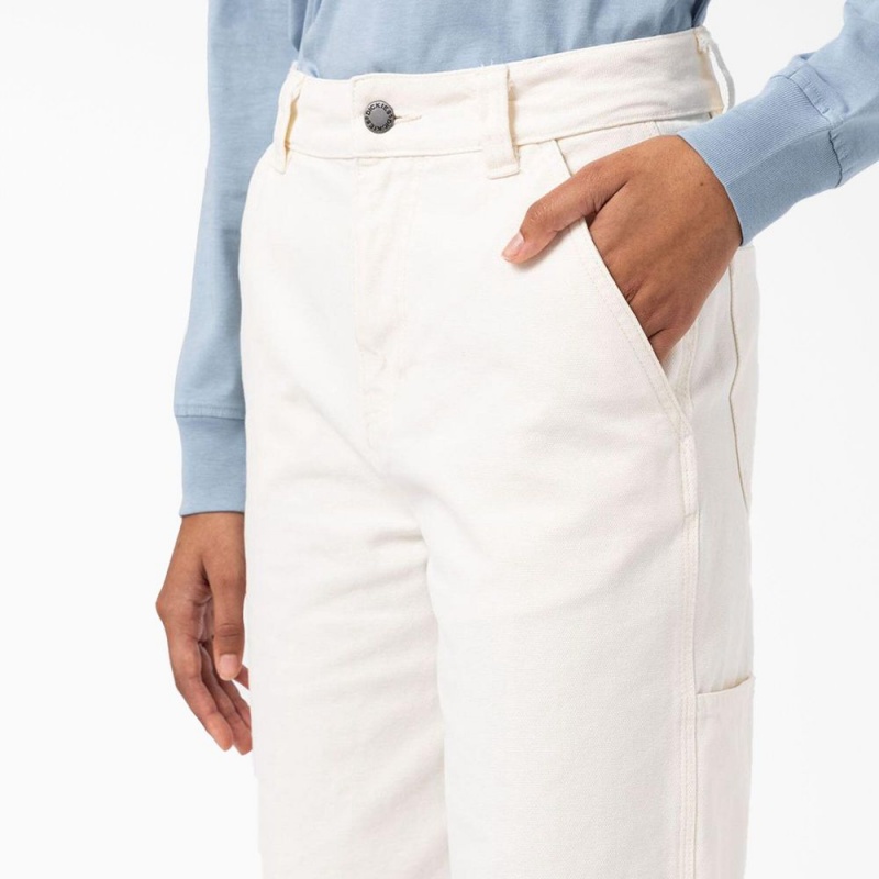 Women's Dickies Regular Fit Duck Pants White | 8129076-GH