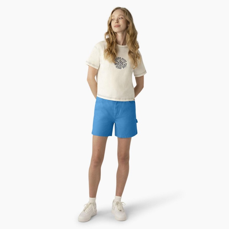 Women's Dickies Regular Fit Duck Shorts Blue | 1748062-PD