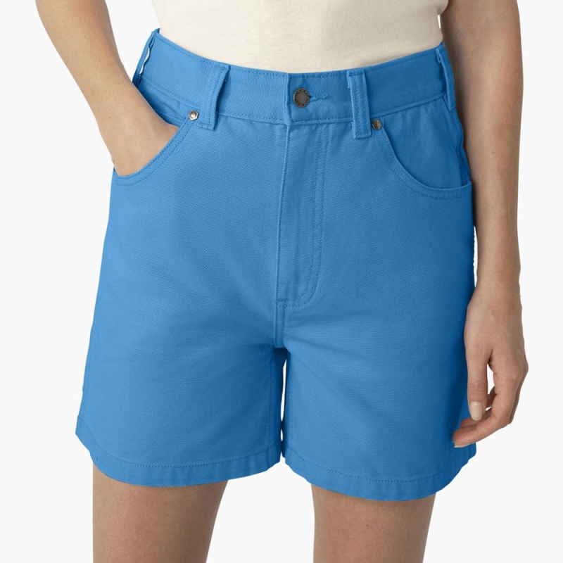 Women's Dickies Regular Fit Duck Shorts Blue | 1748062-PD