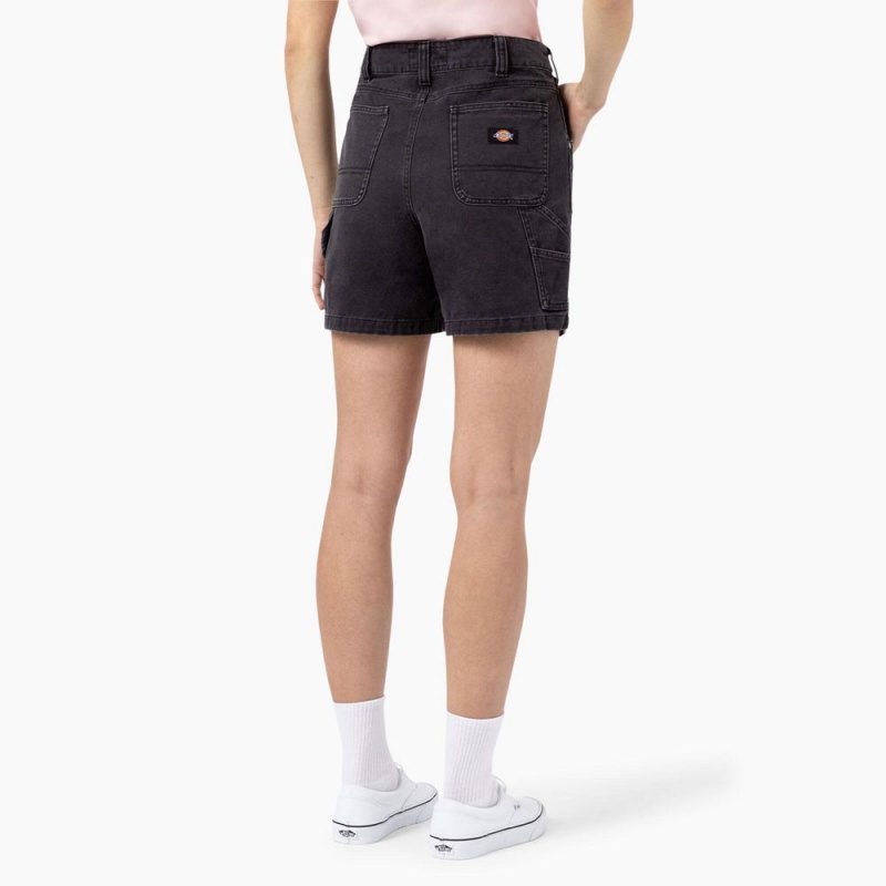 Women's Dickies Regular Fit Duck Shorts Black | 6790482-SY