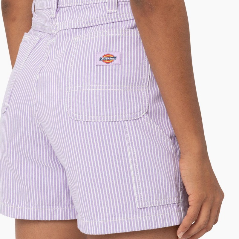 Women's Dickies Regular Fit Hickory Stripe Shorts Purple | 9048356-CL