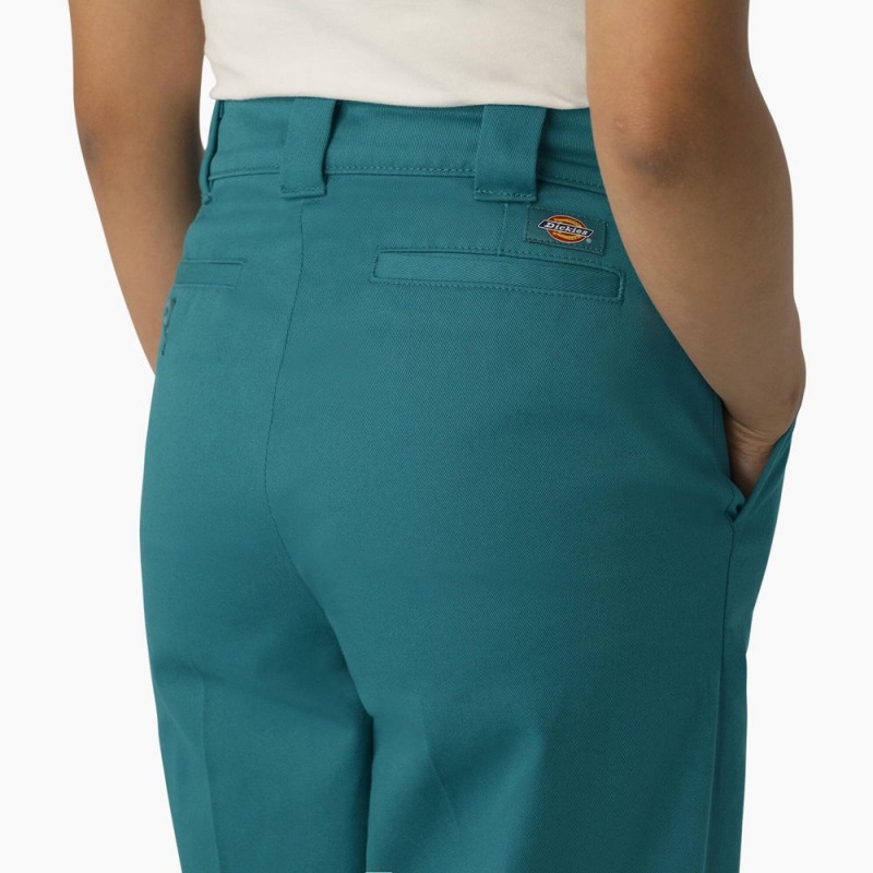 Women's Dickies Regular Fit Wide Leg Work Pants Green | 0782943-RW