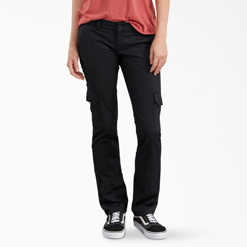 Women\'s Dickies Relaxed Fit Cargo Pants Black | 1504823-ZD