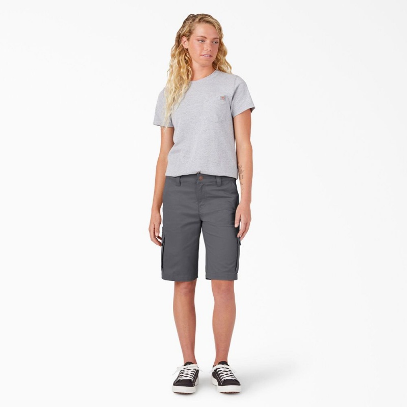 Women's Dickies Relaxed Fit Cargo Shorts Grey | 0364291-JK