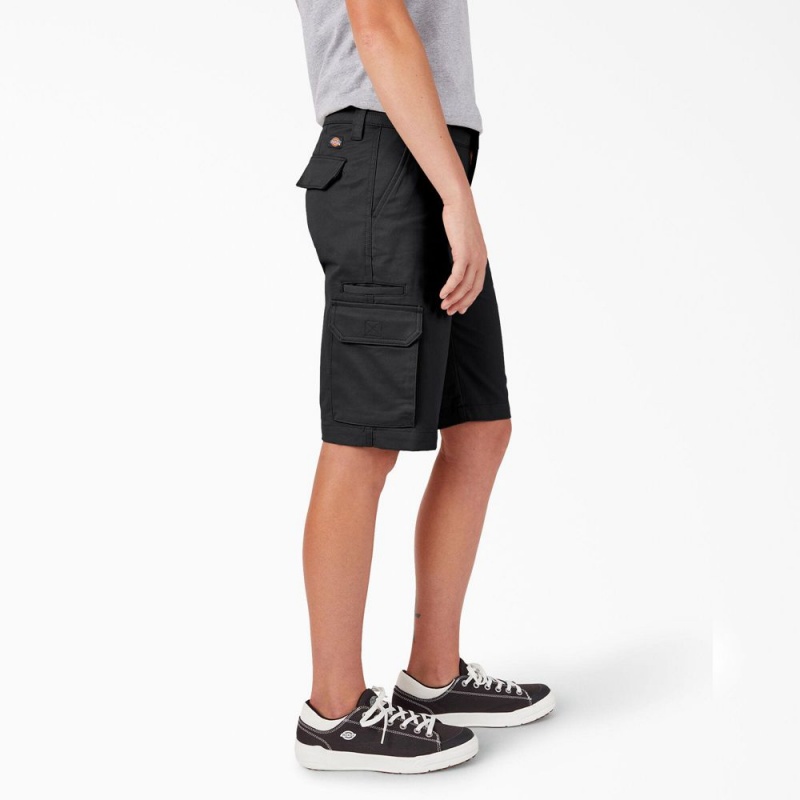 Women's Dickies Relaxed Fit Cargo Shorts Black | 6502419-GP