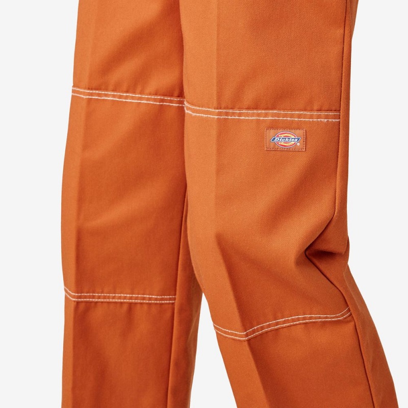 Women's Dickies Relaxed Fit Double Knee Pants Orange | 3926148-WK