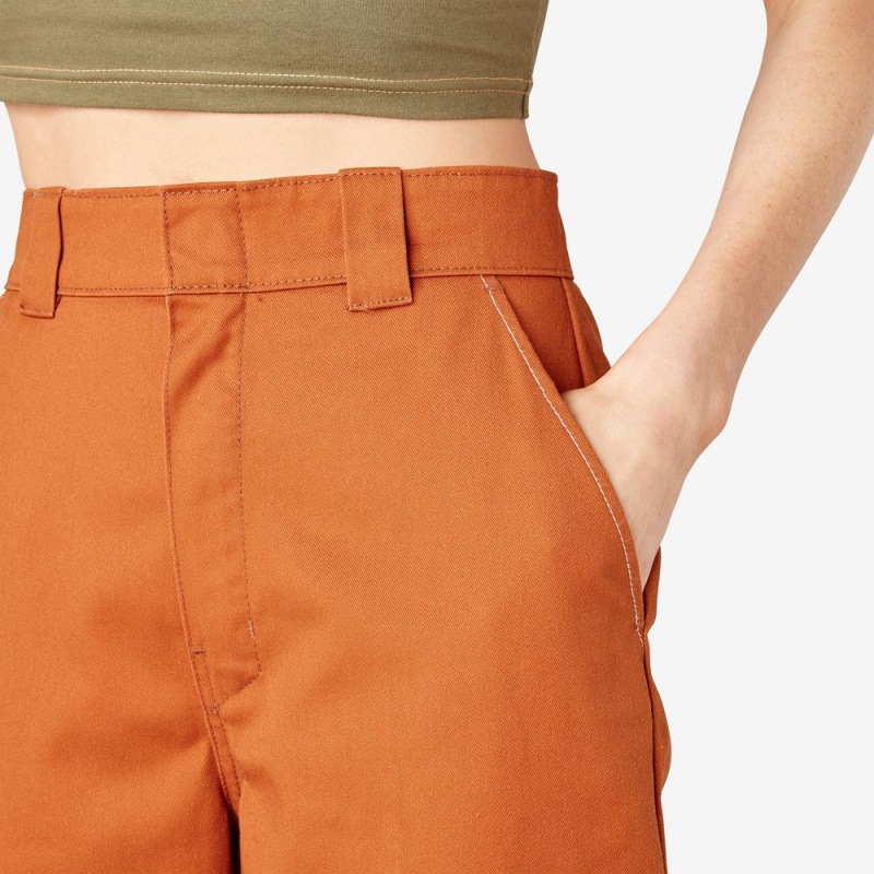 Women's Dickies Relaxed Fit Double Knee Pants Orange | 3926148-WK