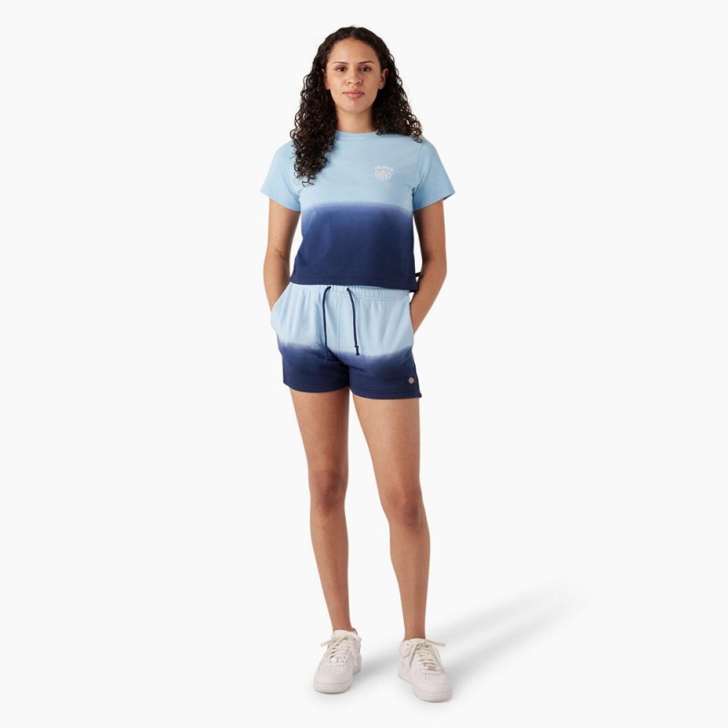 Women's Dickies Relaxed Fit Ombre Knit Shorts Blue | 9850126-NX