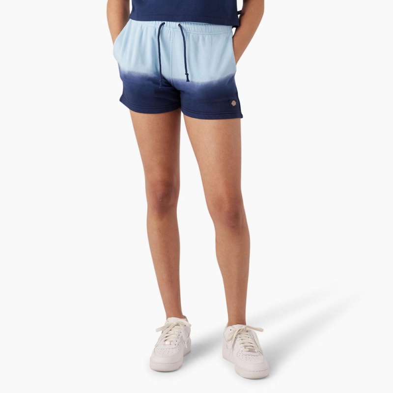 Women\'s Dickies Relaxed Fit Ombre Knit Shorts Blue | 9850126-NX