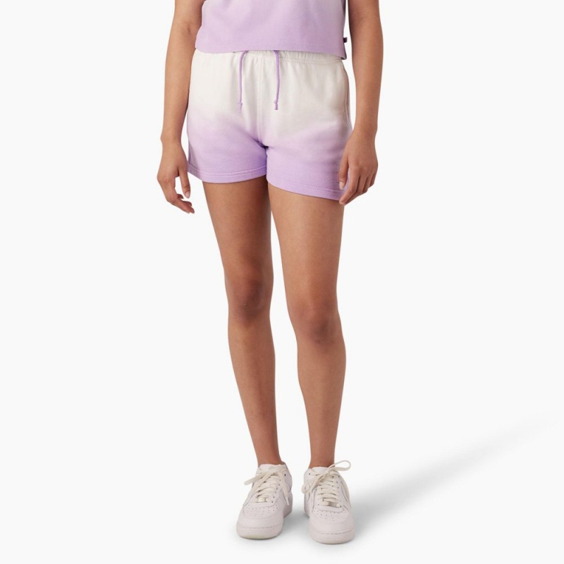 Women\'s Dickies Relaxed Fit Ombre Knit Shorts Purple | 3124657-UX