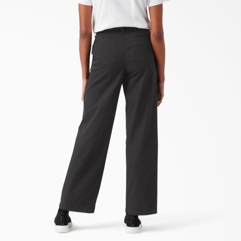 Women's Dickies Relaxed Fit Wide Leg Pants Black | 2651479-WB