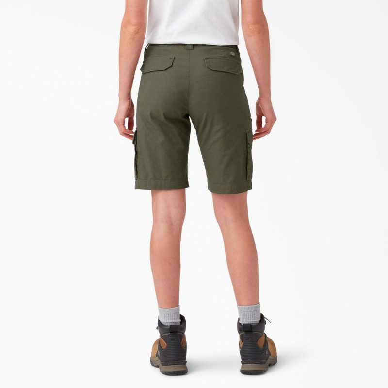 Women's Dickies Ripstop Cargo Shorts Green | 1638542-QK