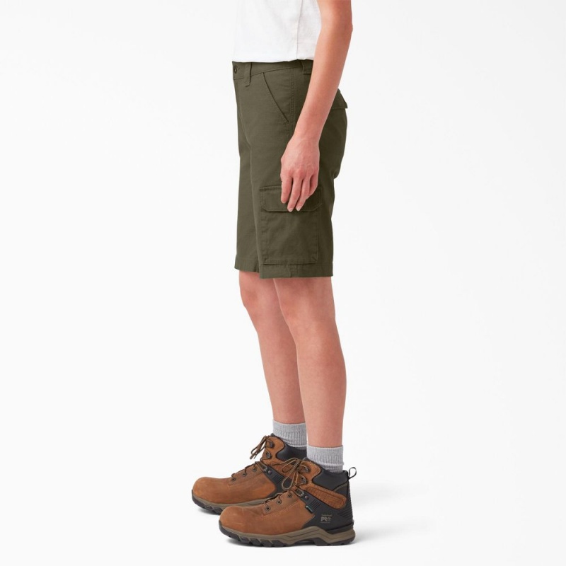 Women's Dickies Ripstop Cargo Shorts Green | 1638542-QK