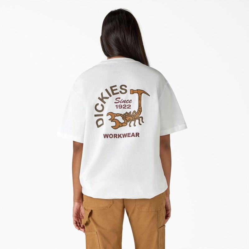 Women's Dickies Scorpion Heavyweight T-Shirt White | 6859207-AV