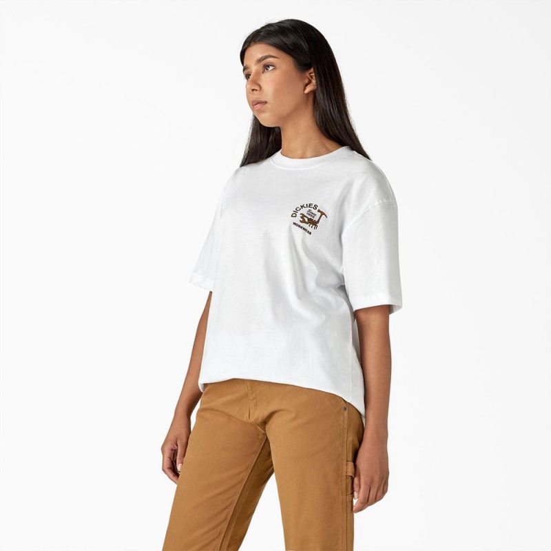 Women's Dickies Scorpion Heavyweight T-Shirt White | 6859207-AV