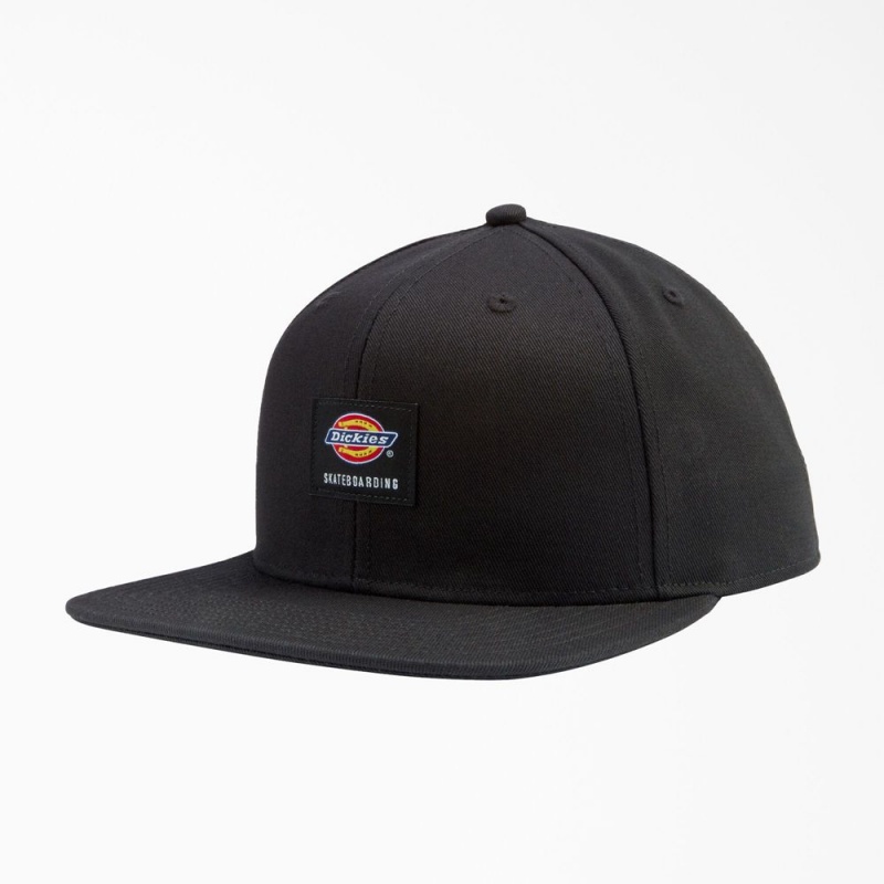 Women\'s Dickies Skateboarding Flat Bill Cap Black | 1962537-DT