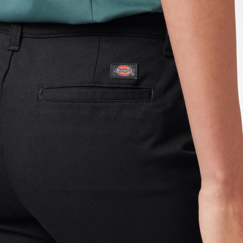 Women's Dickies Skinny Twill Pants Black | 6475193-QE