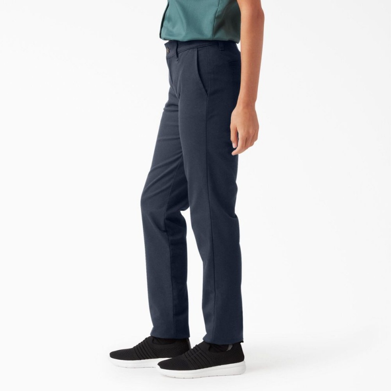 Women's Dickies Skinny Twill Pants Navy | 2615389-RU