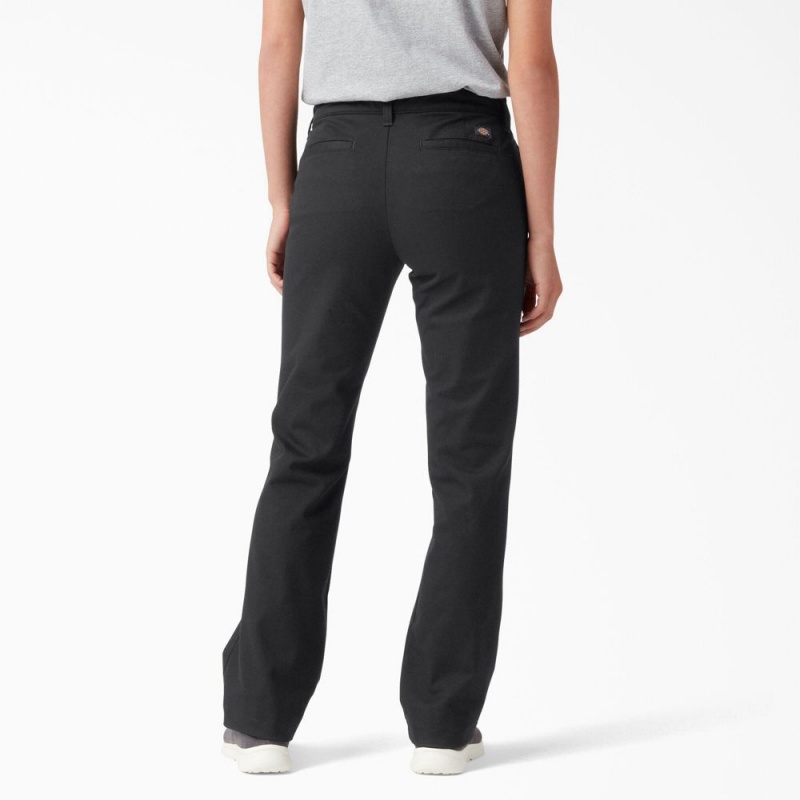 Women's Dickies Slim Fit Bootcut Pants Black | 6197034-QW