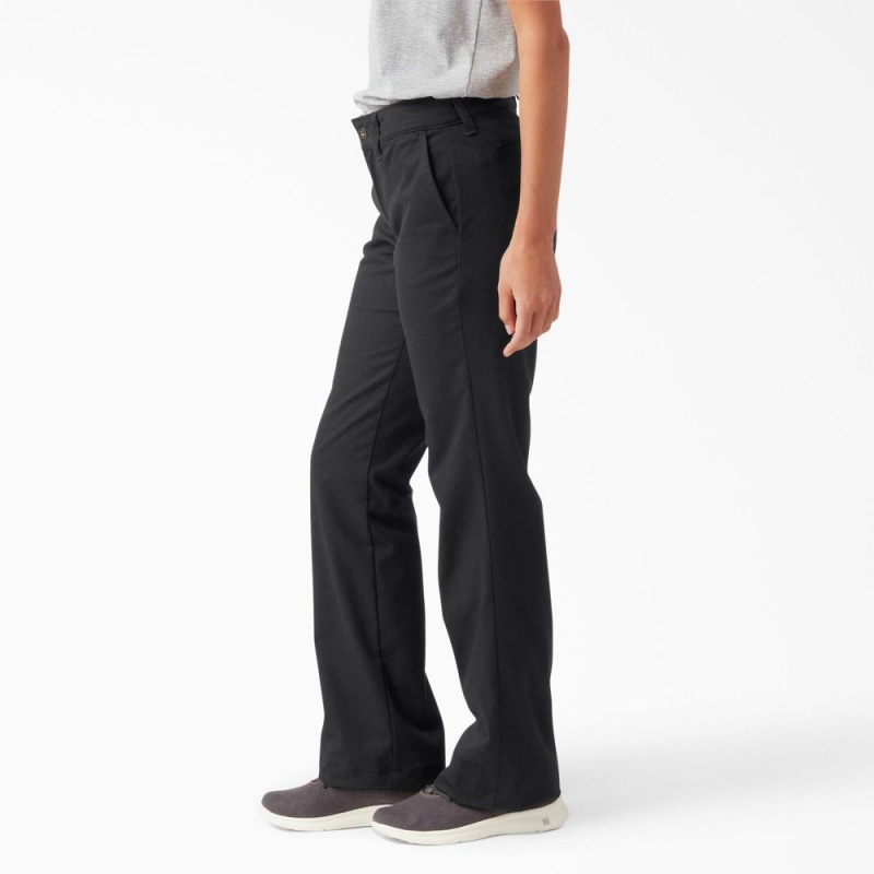 Women's Dickies Slim Fit Bootcut Pants Black | 6197034-QW