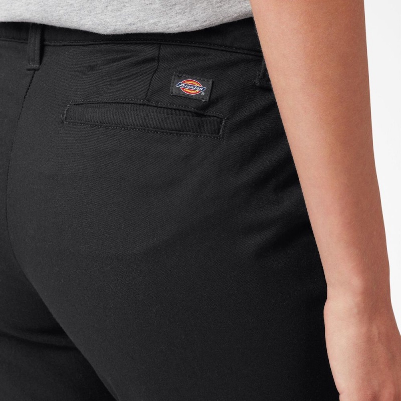 Women's Dickies Slim Fit Bootcut Pants Black | 6197034-QW