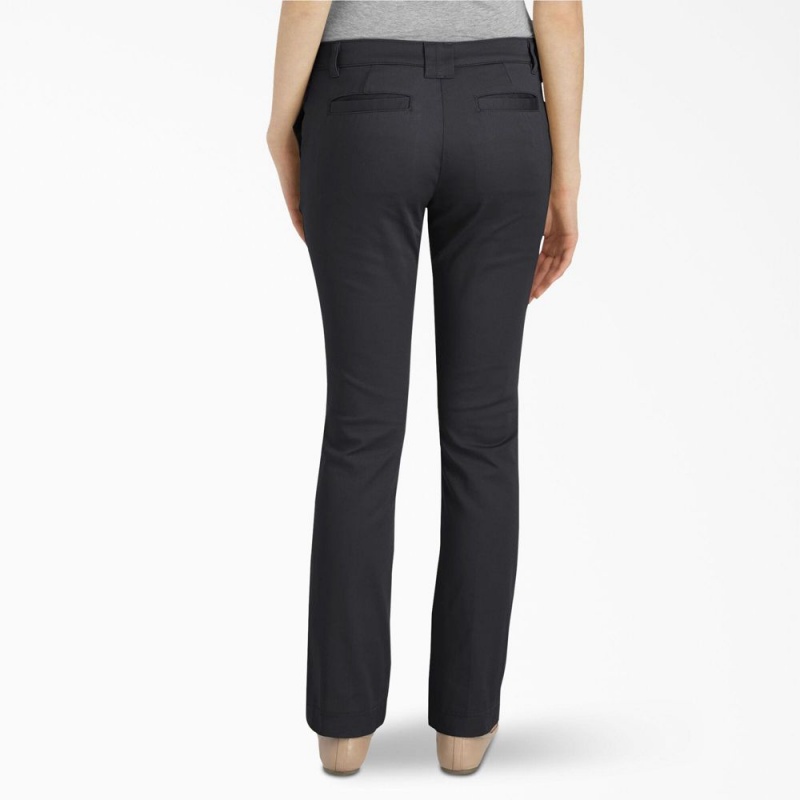 Women's Dickies Slim Fit Pants Black | 1825794-JP