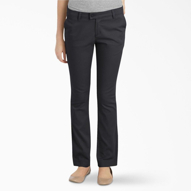 Women\'s Dickies Slim Fit Pants Black | 1825794-JP