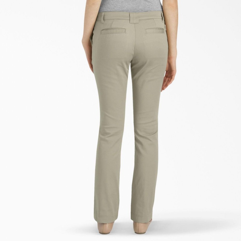 Women's Dickies Slim Fit Pants Grey | 2108435-IA