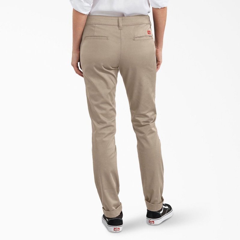 Women's Dickies Slim Fit Pants Grey | 3849106-BN