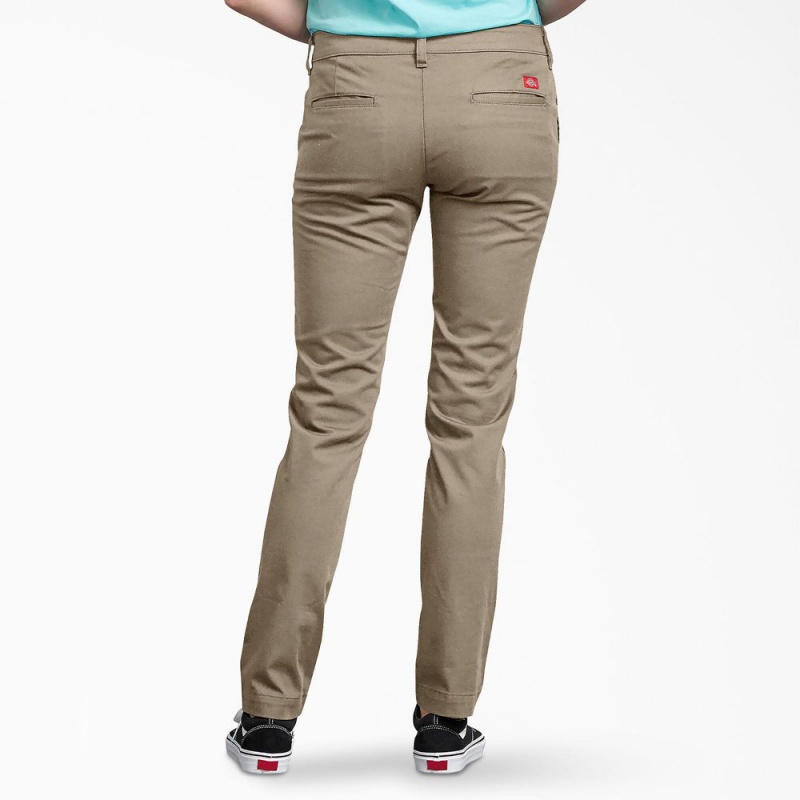 Women's Dickies Slim Fit Skinny Leg Pants Grey | 7239045-FK