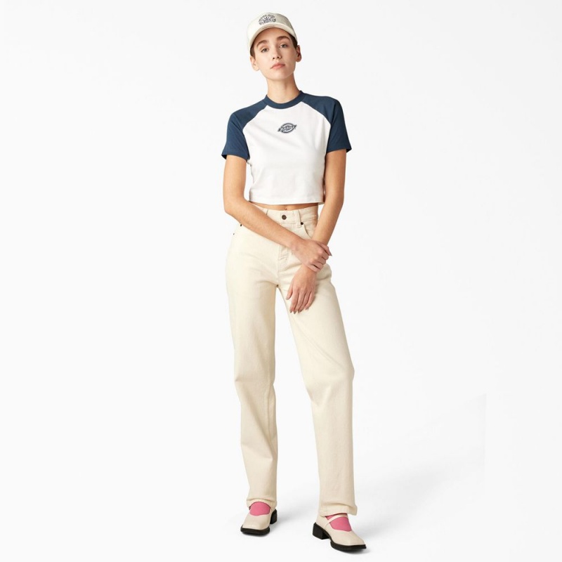 Women's Dickies Sodaville Cropped T-Shirt White | 0783652-RP