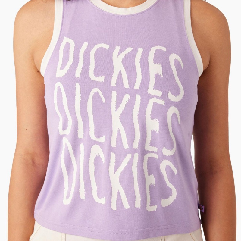 Women's Dickies Sporty Graphic Tank Top Purple | 1986240-UV