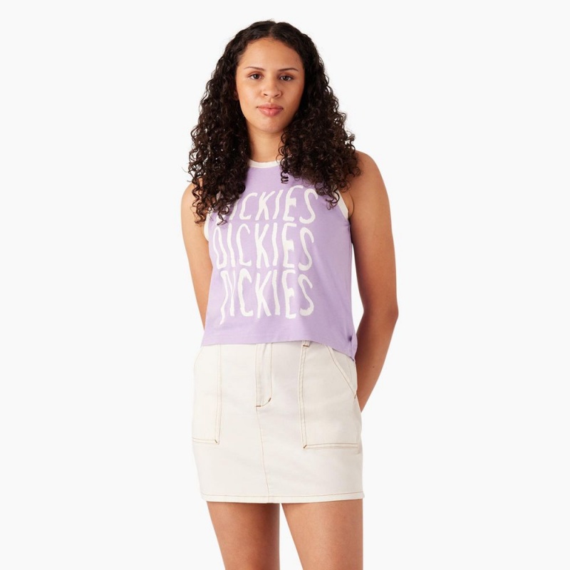 Women\'s Dickies Sporty Graphic Tank Top Purple | 1986240-UV