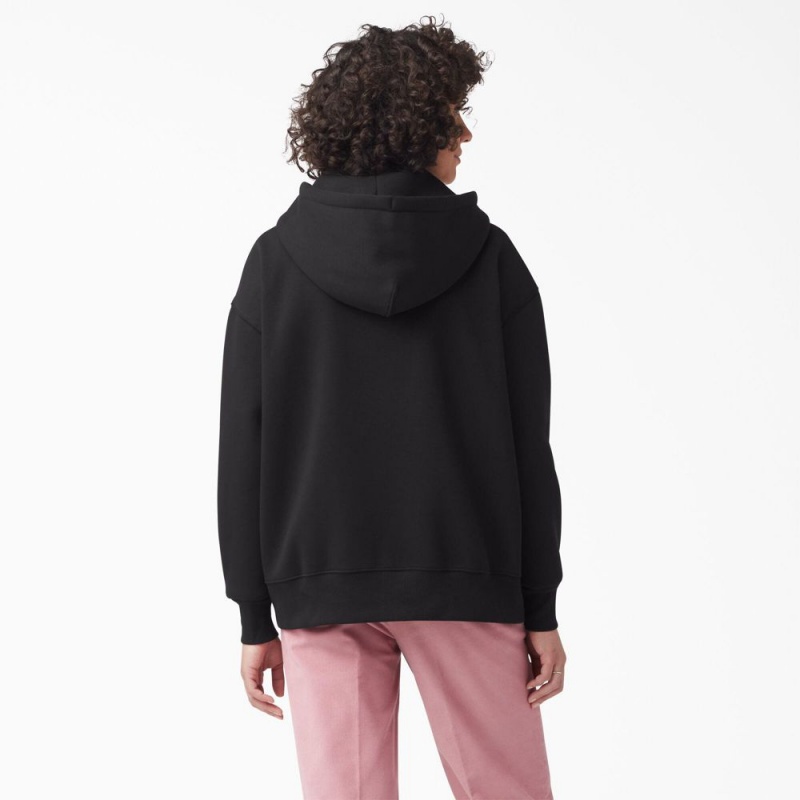 Women's Dickies Summerdale Hoodie Black | 3250647-YF