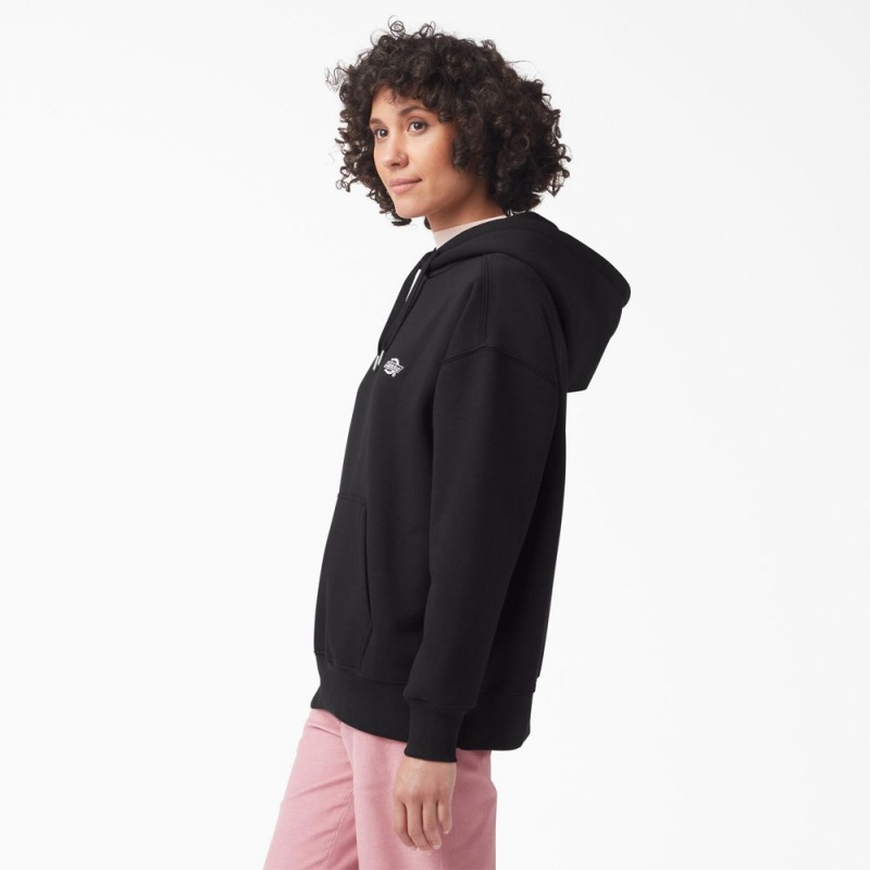 Women's Dickies Summerdale Hoodie Black | 3250647-YF