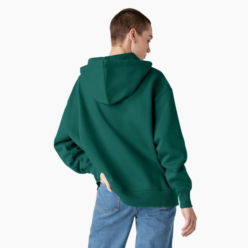 Women's Dickies Summerdale Hoodie Green | 7126084-PN