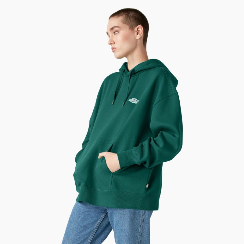 Women's Dickies Summerdale Hoodie Green | 7126084-PN